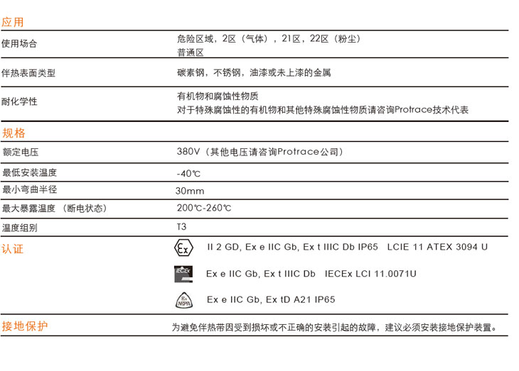  3FCW型恒功率伴热带,Pro Trace普瑞热斯