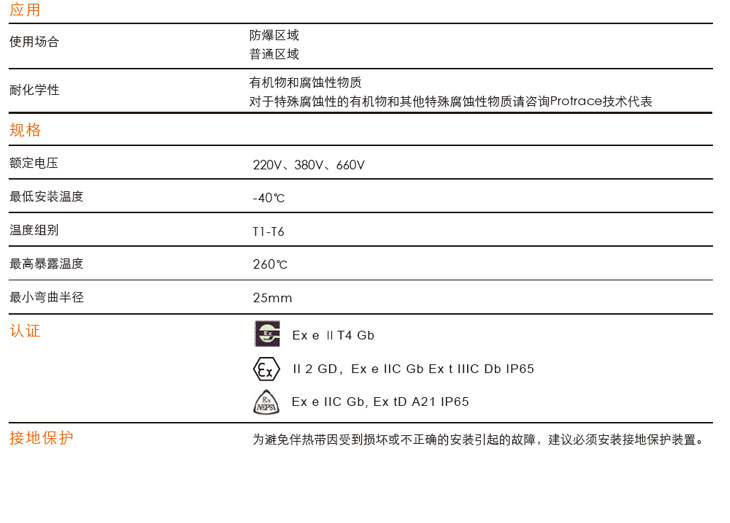 1ESF型恒功率伴热带,Pro Trace普瑞热斯